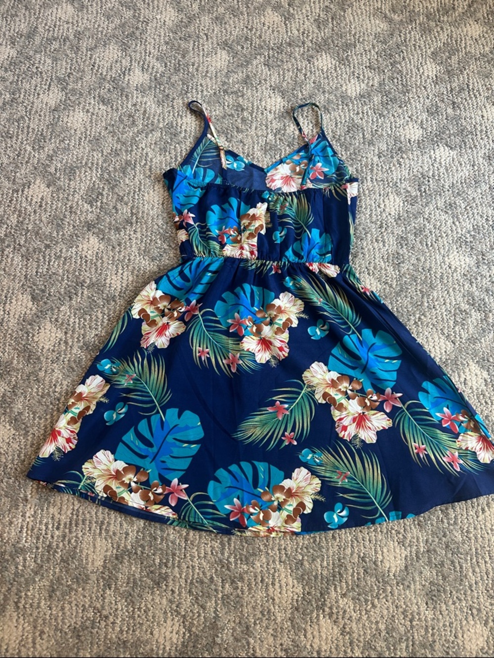 Blue Tropical Floral Sundress - Picture 2 of 3